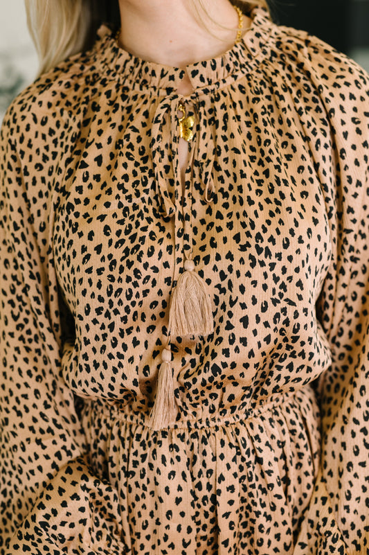 A Cheeky Little Time Tiered Dress in Pecan Brown