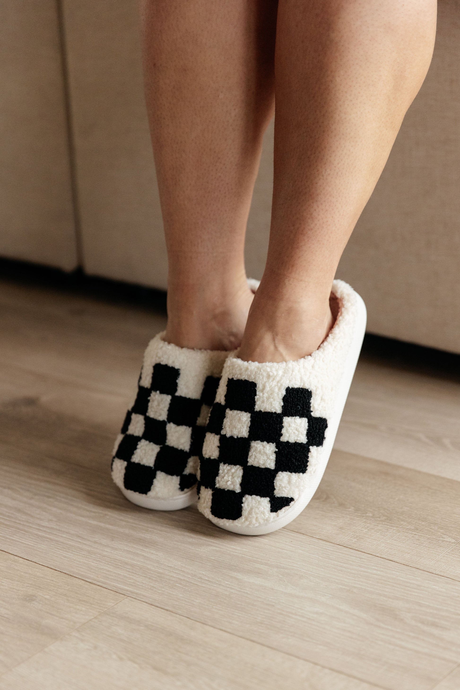 Checked Out Slippers in Black - FamFancy Boutique