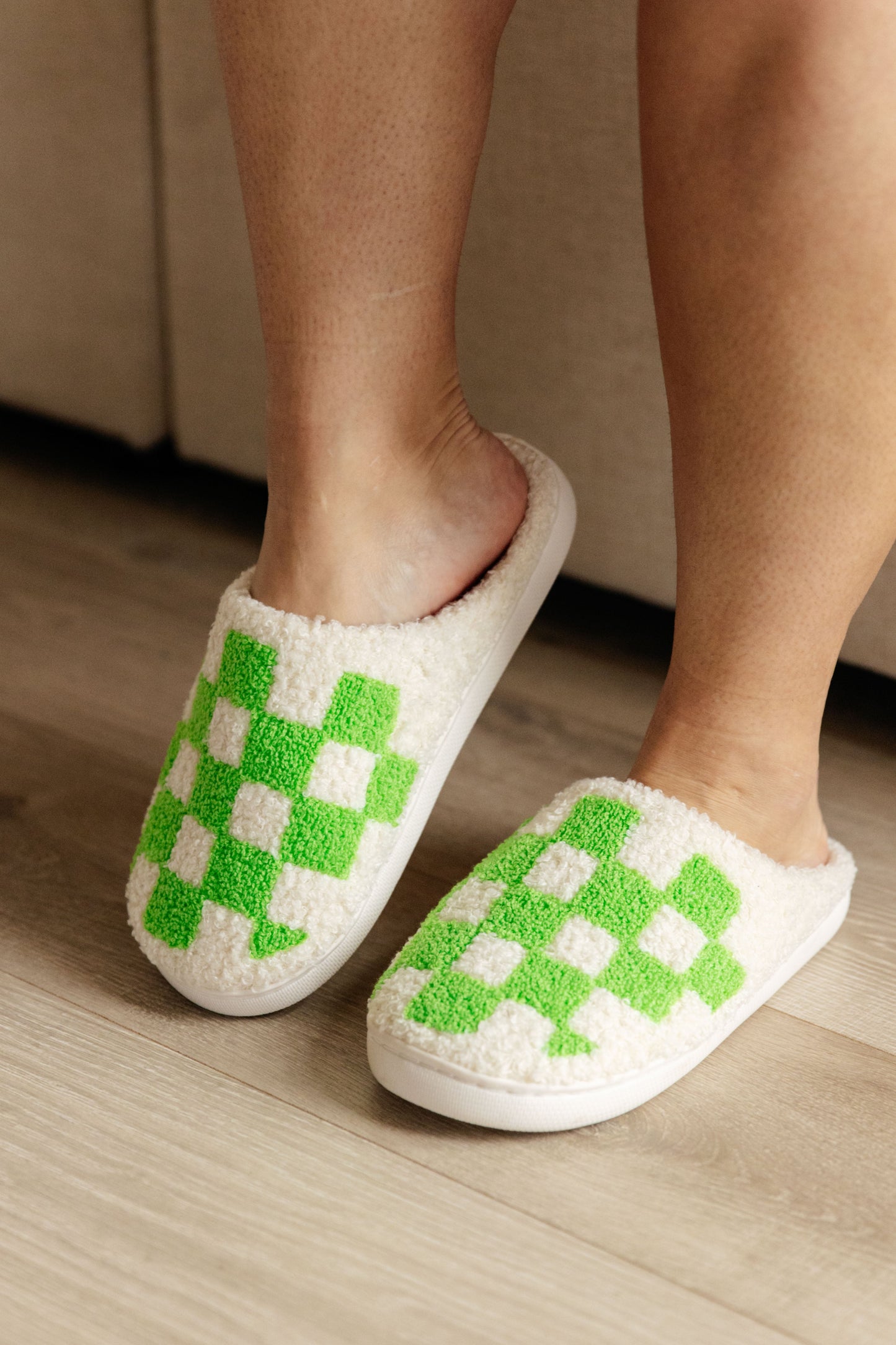 Checked Out Slippers in Green - FamFancy Boutique