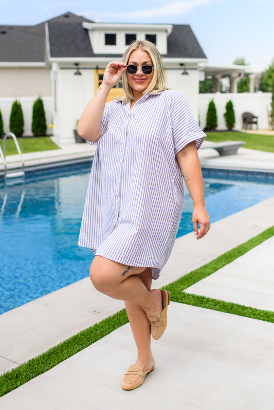 Cornelia Striped Shirt Dress - FamFancy Boutique
