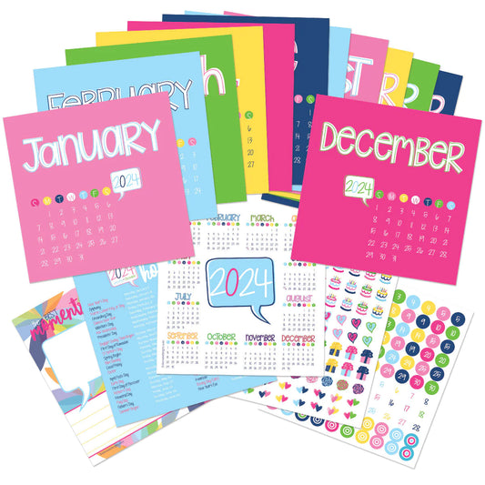 2024 Mini Monthly Desktop Calendars | Stickers Included - FamFancy Boutique