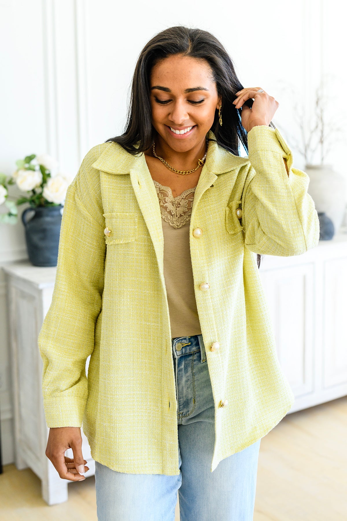 Daydreams Shacket in Yellow - FamFancy Boutique