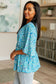 Dreamer Peplum Top in Blue and Teal Paisley - FamFancy Boutique