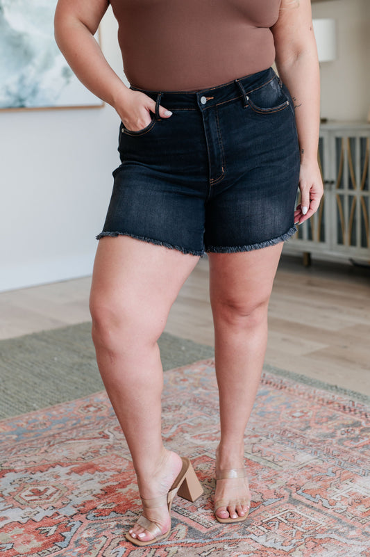 Ember High Rise Control Top Fray Hem Shorts - FamFancy Boutique