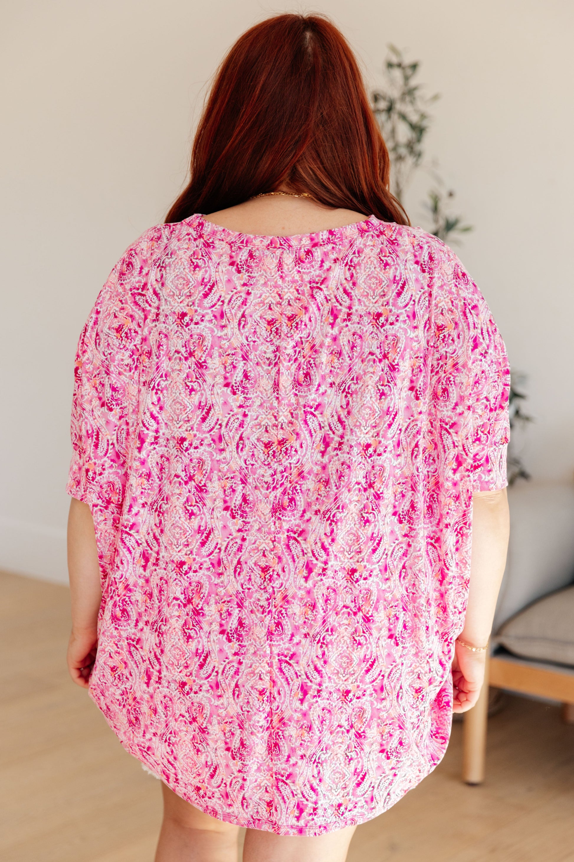 Essential Blouse in Fuchsia and White Paisley - FamFancy Boutique