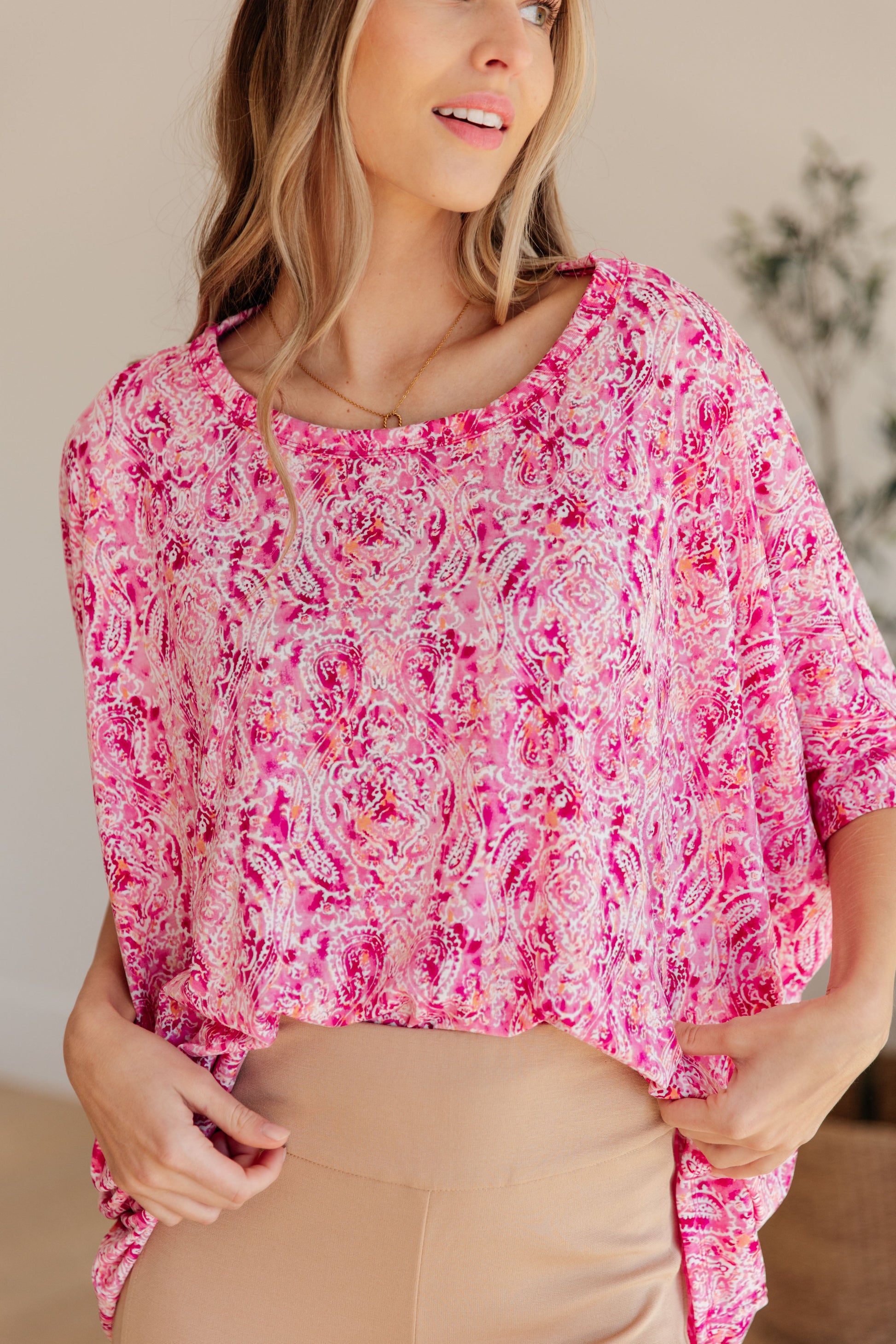 Essential Blouse in Fuchsia and White Paisley - FamFancy Boutique