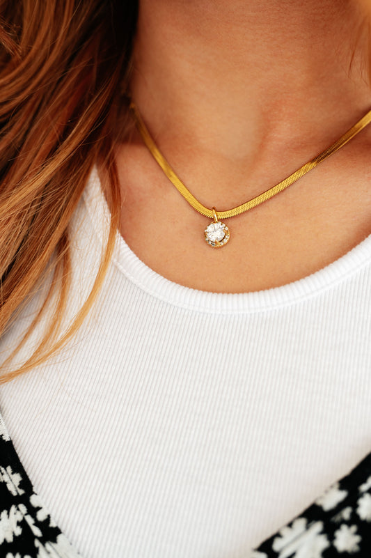 Here to Shine Gold Plated Necklace in White - FamFancy Boutique