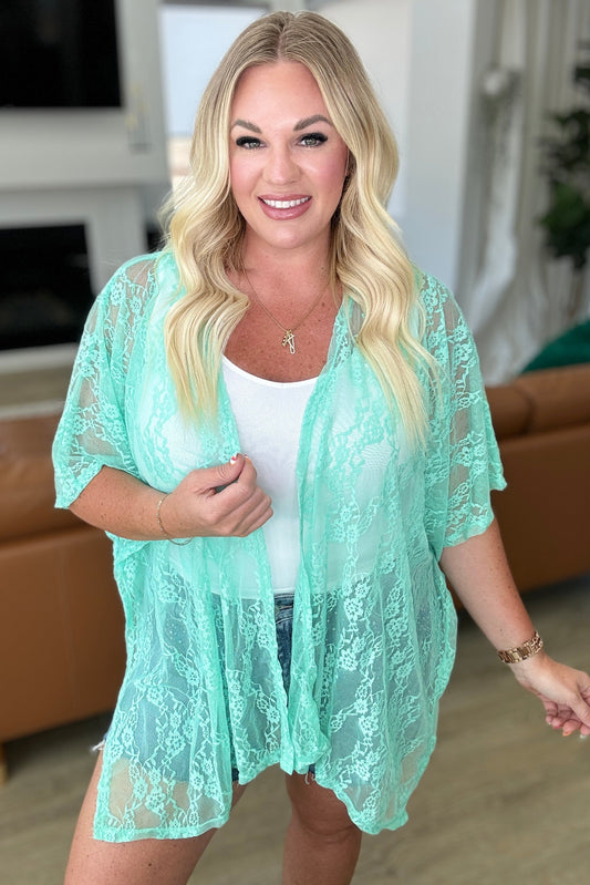 Good Days Ahead Lace Kimono In Mint - FamFancy Boutique
