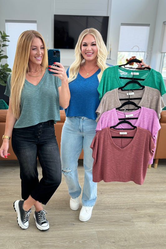 Classic Comfort V-Neck Top in Kelly Green