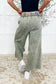In or Out Wide Leg Cropped Pants Lt Olive