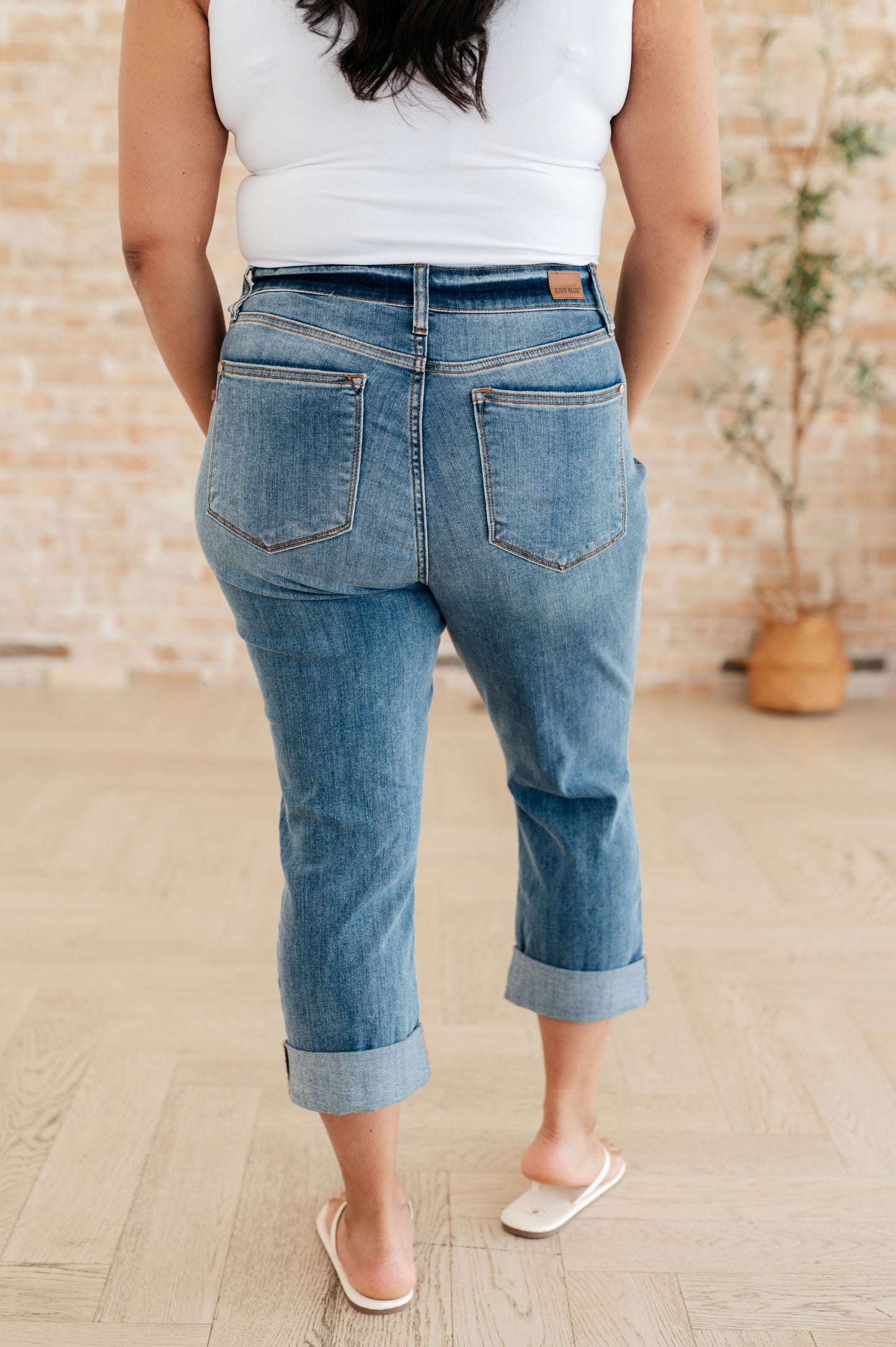 Laura Mid Rise Cuffed Skinny Capri Jeans - FamFancy Boutique