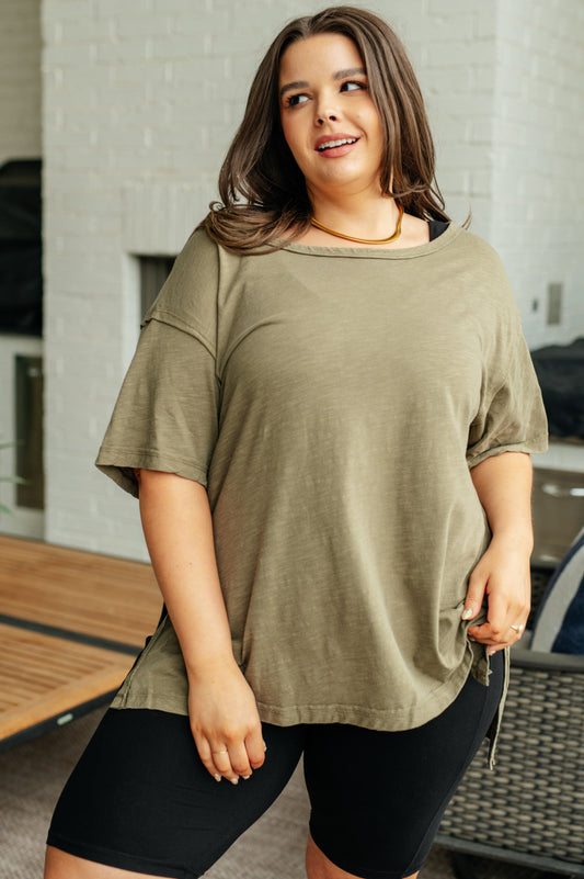 Let Me Live Relaxed Tee in Army - FamFancy Boutique
