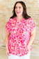 Lizzy Cap Sleeve Top in Pink and Peach Floral - FamFancy Boutique