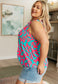 Lizzy Tank Top in Aqua and Pink Filigree - FamFancy Boutique