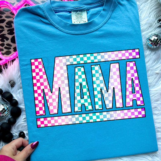 Multi-Color Checkered Mama - FamFancy Boutique