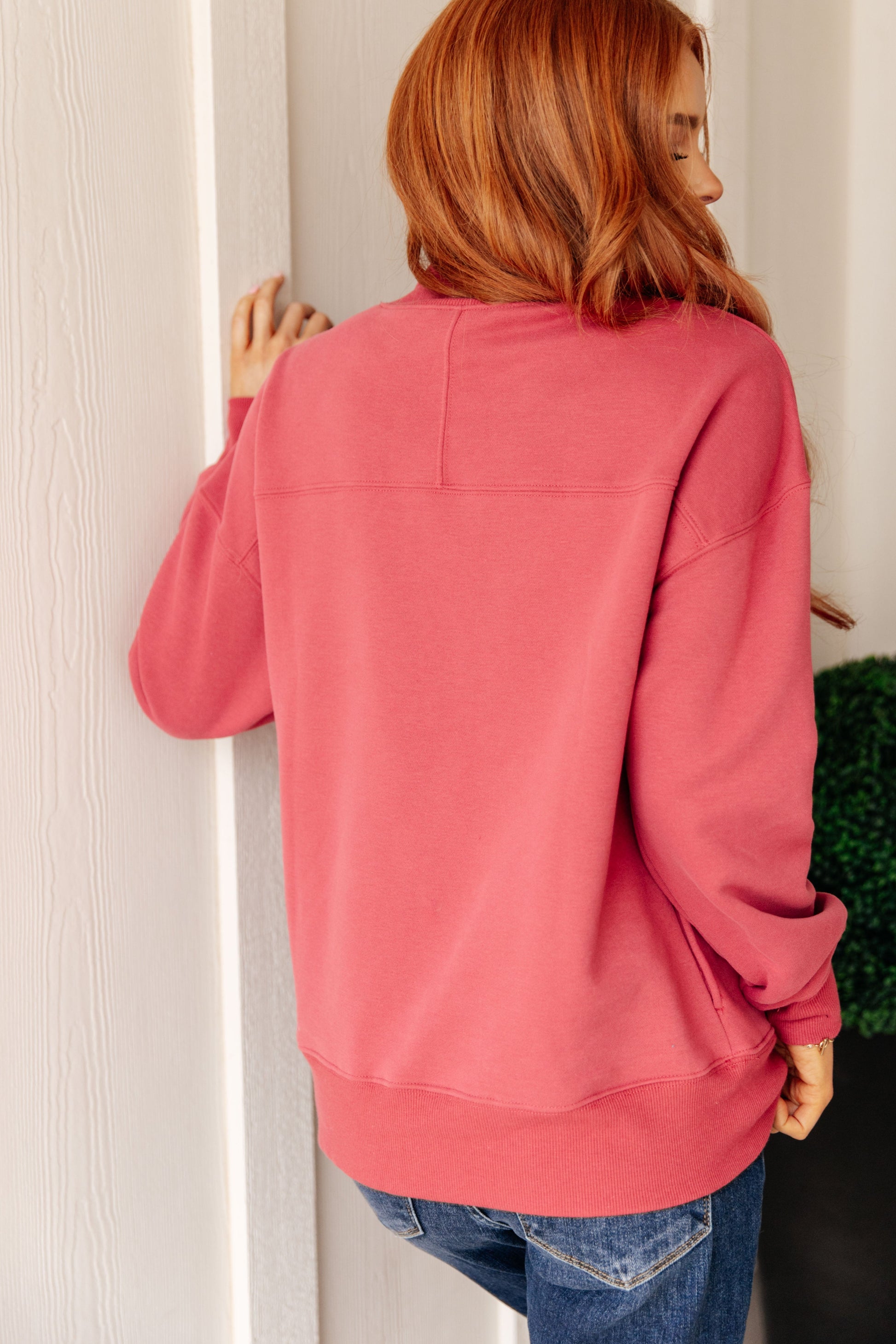 Make No Mistake Mock Neck Pullover in Cranberry - FamFancy Boutique