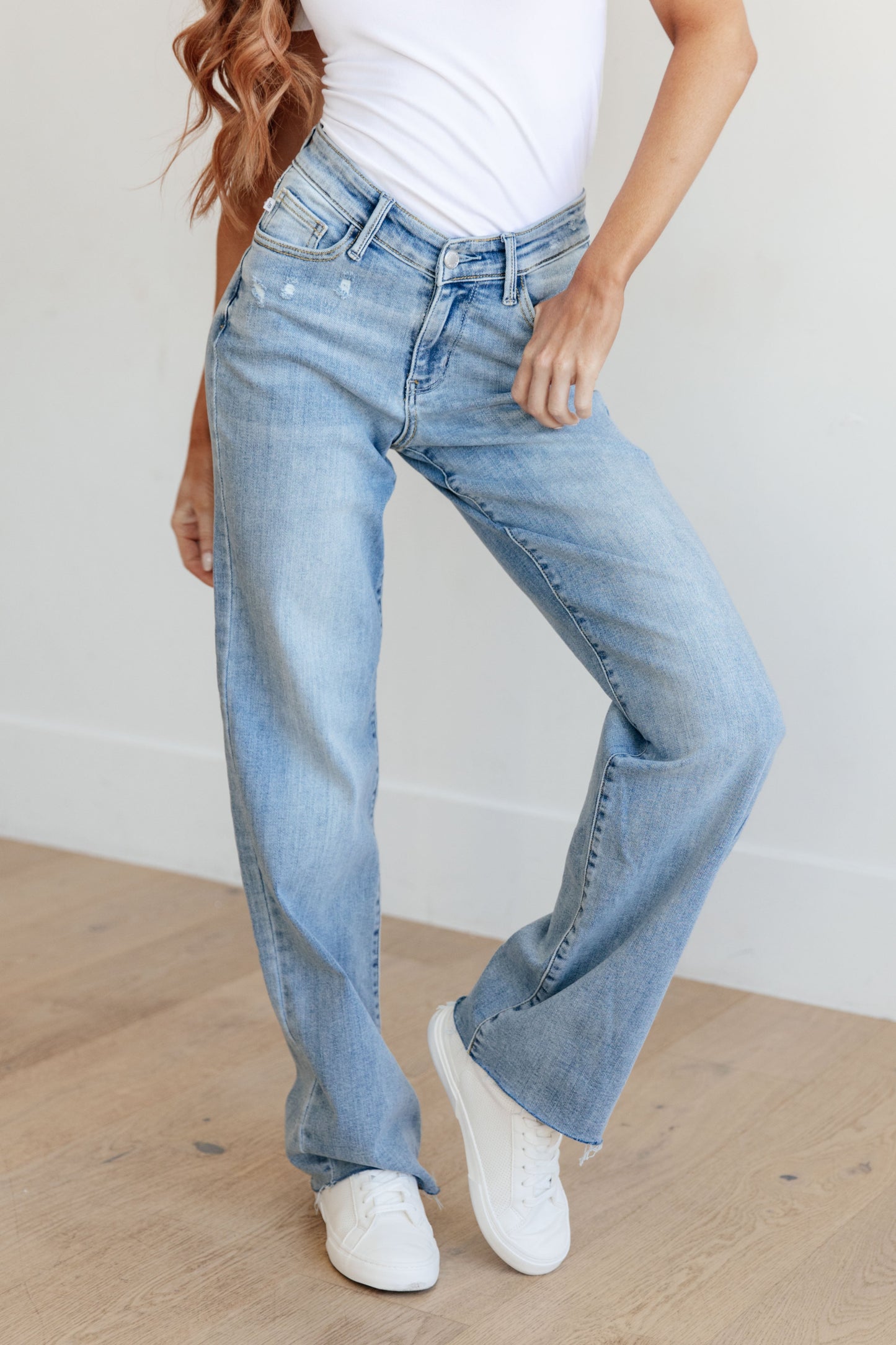 Mildred High Rise V Front Waistband Straight Jeans - FamFancy Boutique