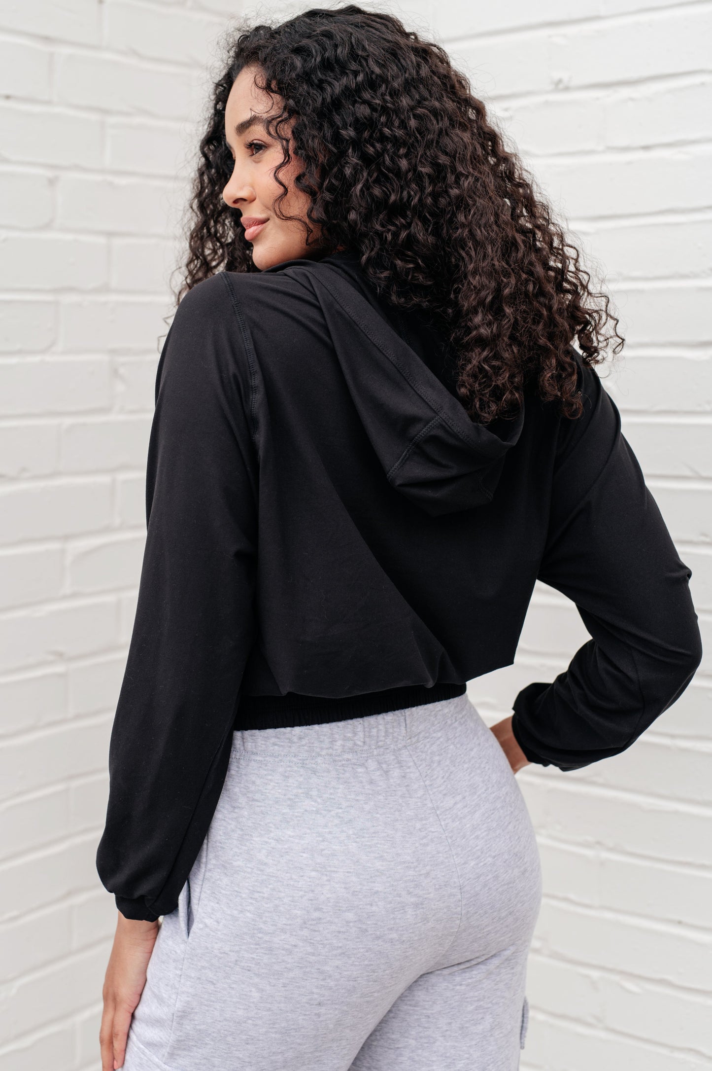 Morning Run Half Zip Hoodie in Black - FamFancy Boutique