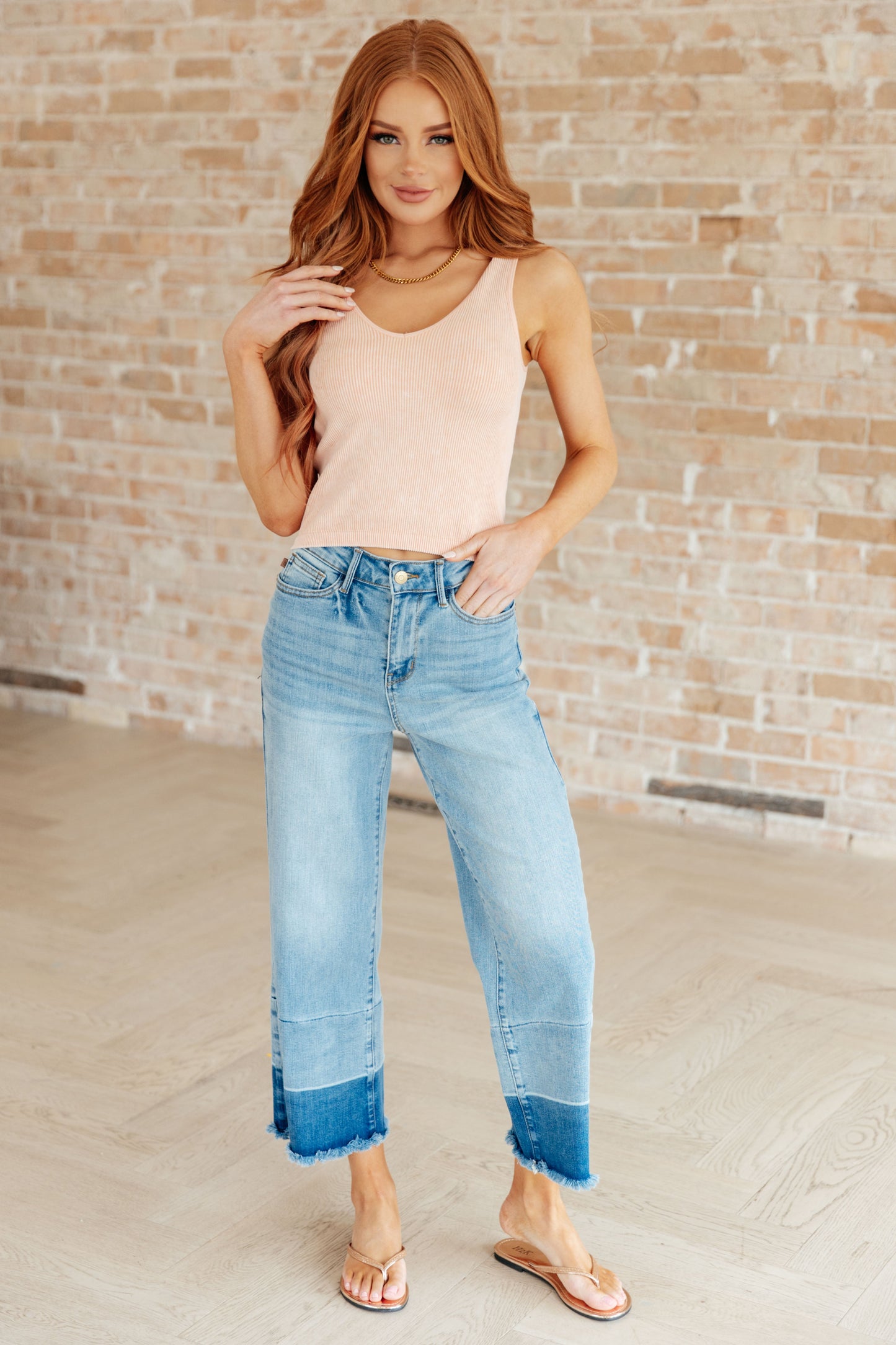 Olivia High Rise Wide Leg Crop Jeans in Medium Wash - FamFancy Boutique