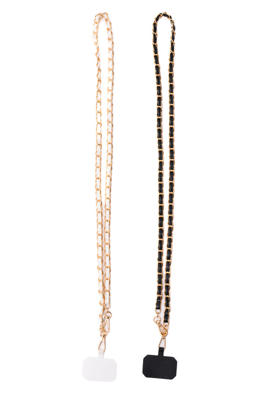 PU Leather Gold Chain Cell Phone Lanyard Set of 2 - FamFancy Boutique