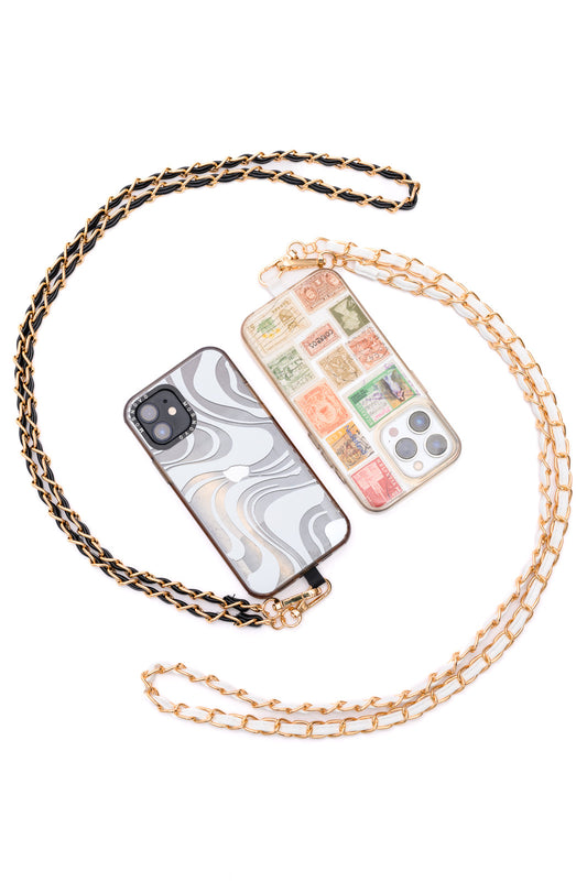 PU Leather Gold Chain Cell Phone Lanyard Set of 2 - FamFancy Boutique