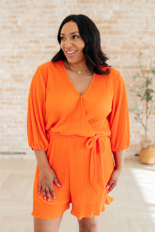 Roll With me Romper in Tangerine - FamFancy Boutique