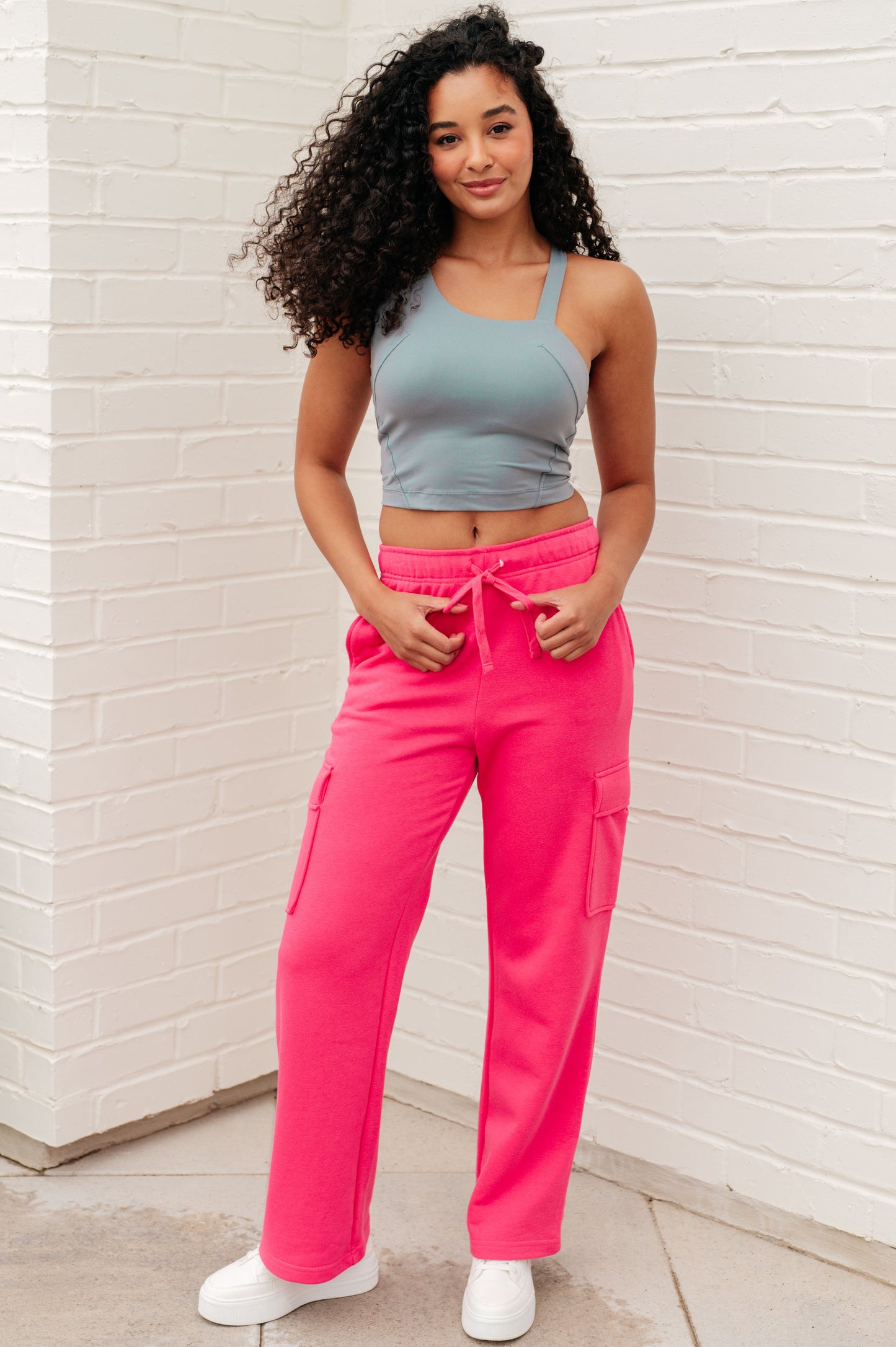 Run, Don't Walk Cargo Sweatpants in Flamingo Pink - FamFancy Boutique