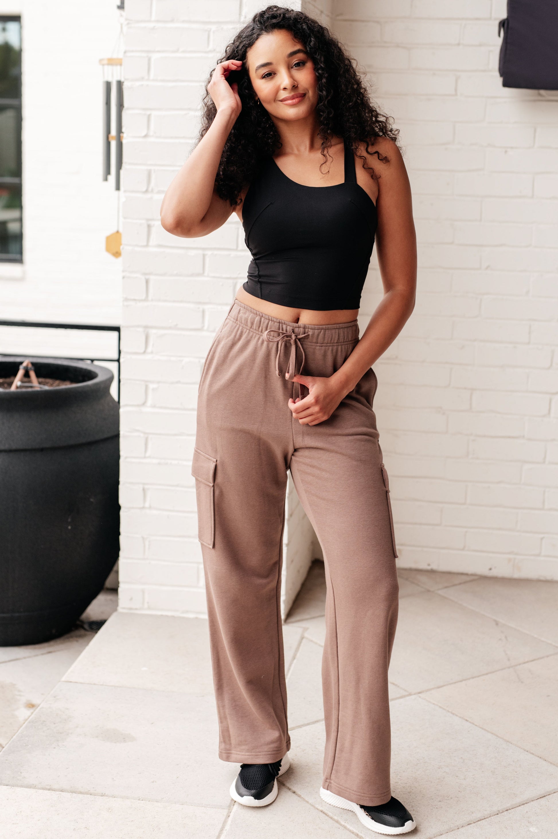 Run, Don't Walk Cargo Sweatpants in Smokey Brown - FamFancy Boutique