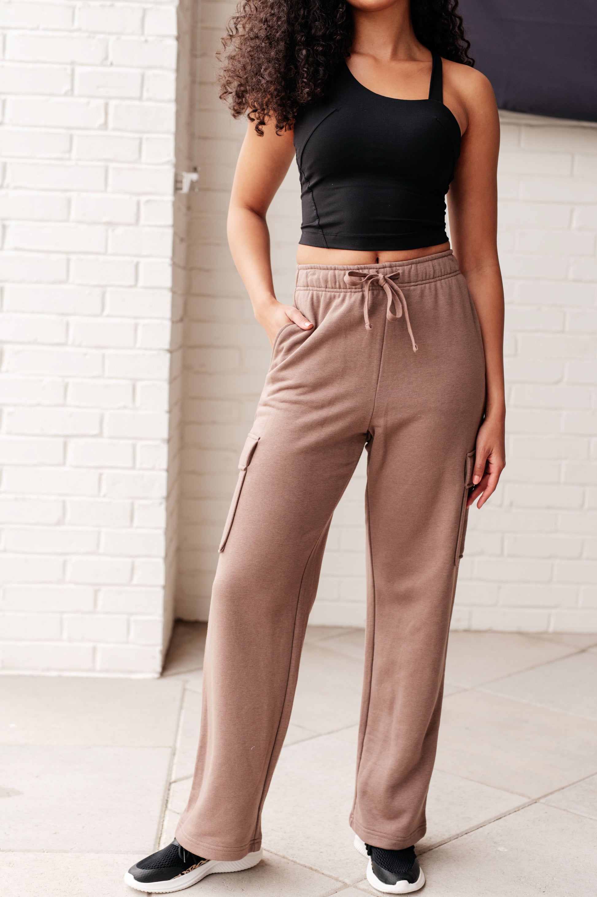 Run, Don't Walk Cargo Sweatpants in Smokey Brown - FamFancy Boutique