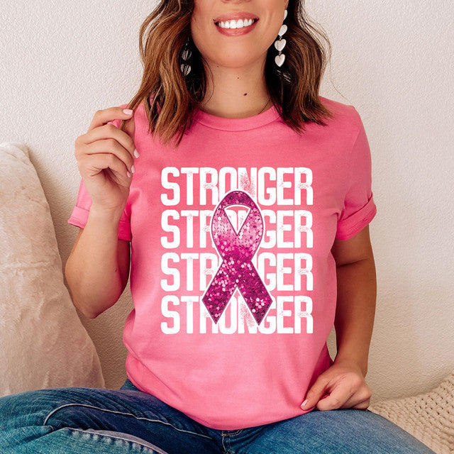 Stronger Faux Sequins Pink Ribbon