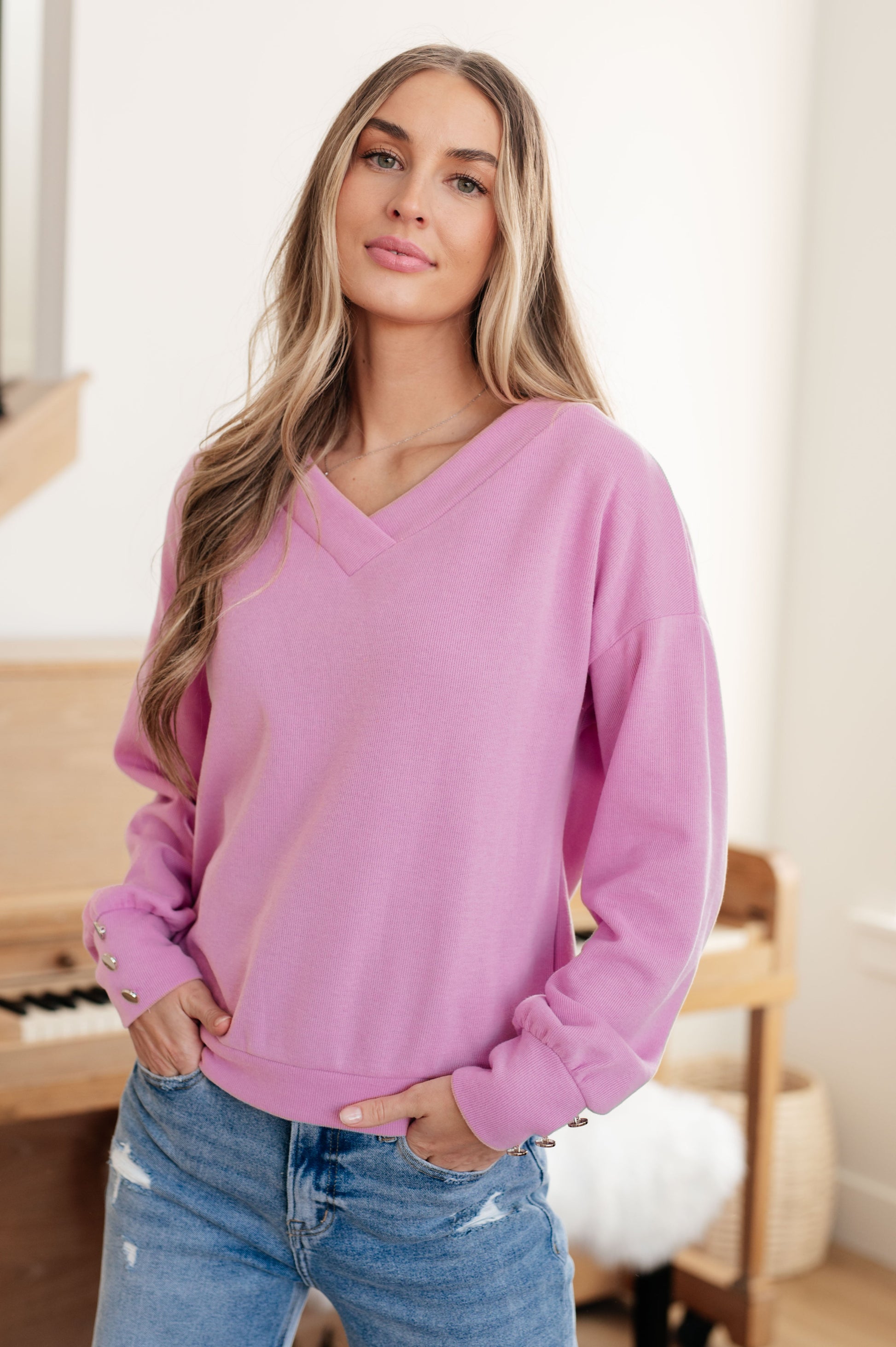 Totally Verified Long Sleeve V-Neck Top - FamFancy Boutique