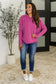 Wander & Rest Cable Ribbed Knit Drop Shoulder Top in Plum