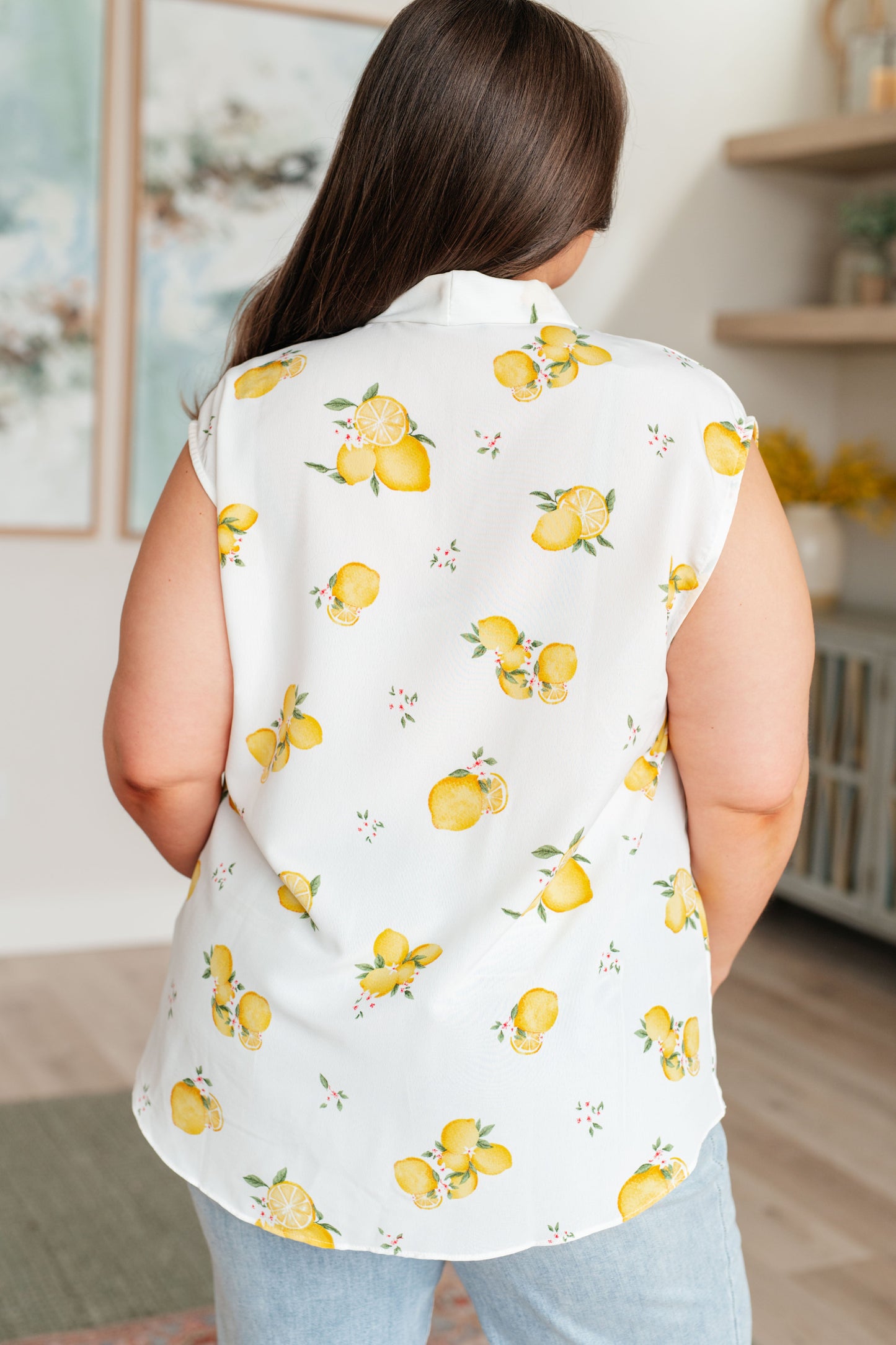 When Life Gives You Lemons Sleeveless Blouse - FamFancy Boutique