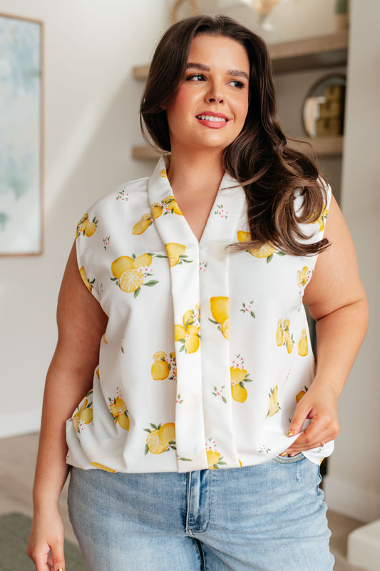 When Life Gives You Lemons Sleeveless Blouse - FamFancy Boutique