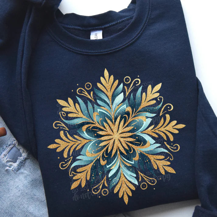 Brushstroke Blue and Gold Snowflake