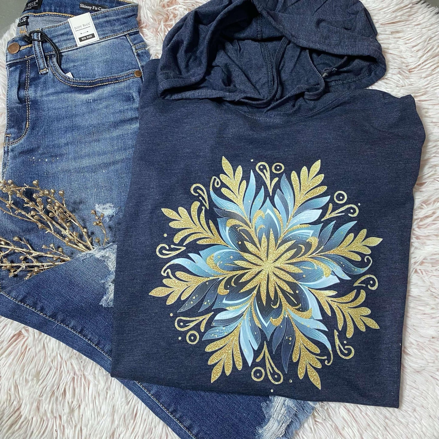 Brushstroke Blue and Gold Snowflake