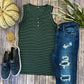 IN STOCK Addison Henley Tank - Evergreen w/ White Stripes FINAL SALE
