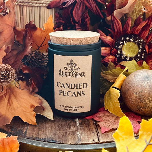 Candied Pecans - 11 oz Glass Candle - Cotton Wick