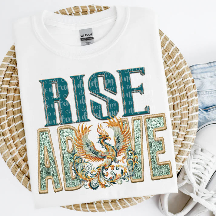 Rise Above Phoenix Faux Embroidery and Sparkle - FamFancy Boutique