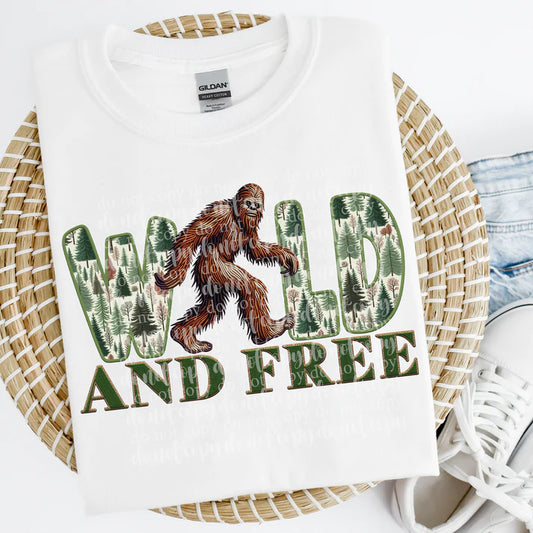 Wild and Free Sasquatch Faux Embroidery and Sparkle - FamFancy Boutique
