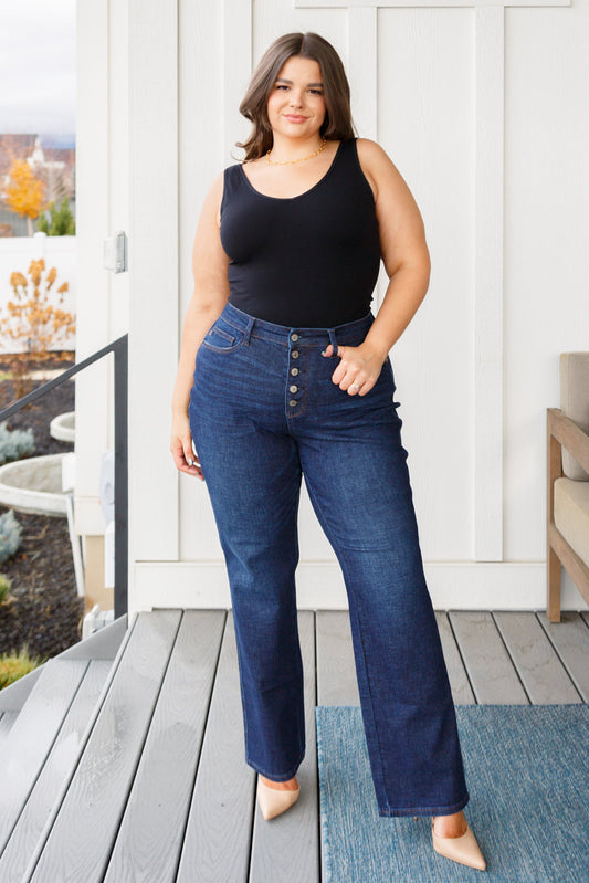 Arlo High Rise Button-Fly Straight Jeans - FamFancy Boutique