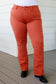Autumn Mid Rise Slim Bootcut Jeans in Terracotta - FamFancy Boutique