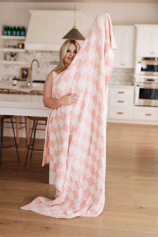 Penny Blanket Single Cuddle Size in Pink Check - FamFancy Boutique