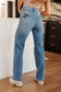 Bree High Rise Control Top Distressed Straight Jeans - FamFancy Boutique