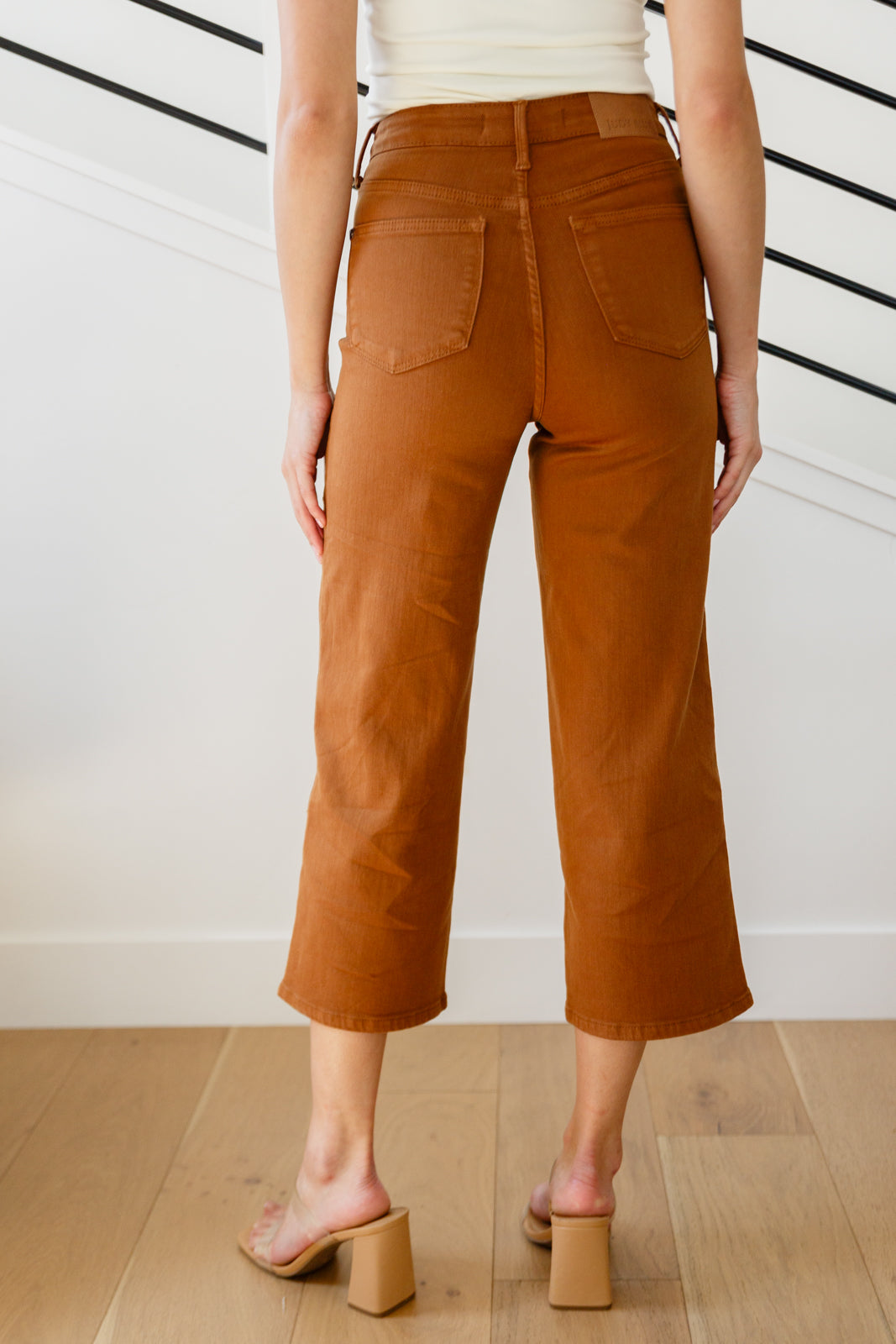 Briar High Rise Control Top Wide Leg Crop Jeans in Camel - FamFancy Boutique