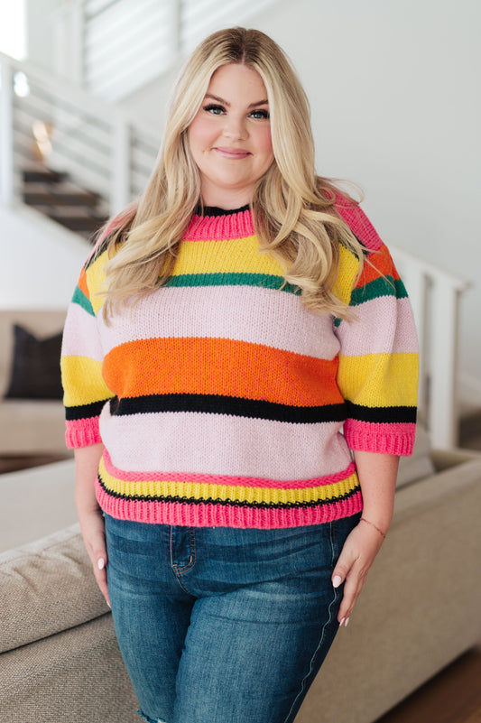 Bright Side Striped Sweater - FamFancy Boutique