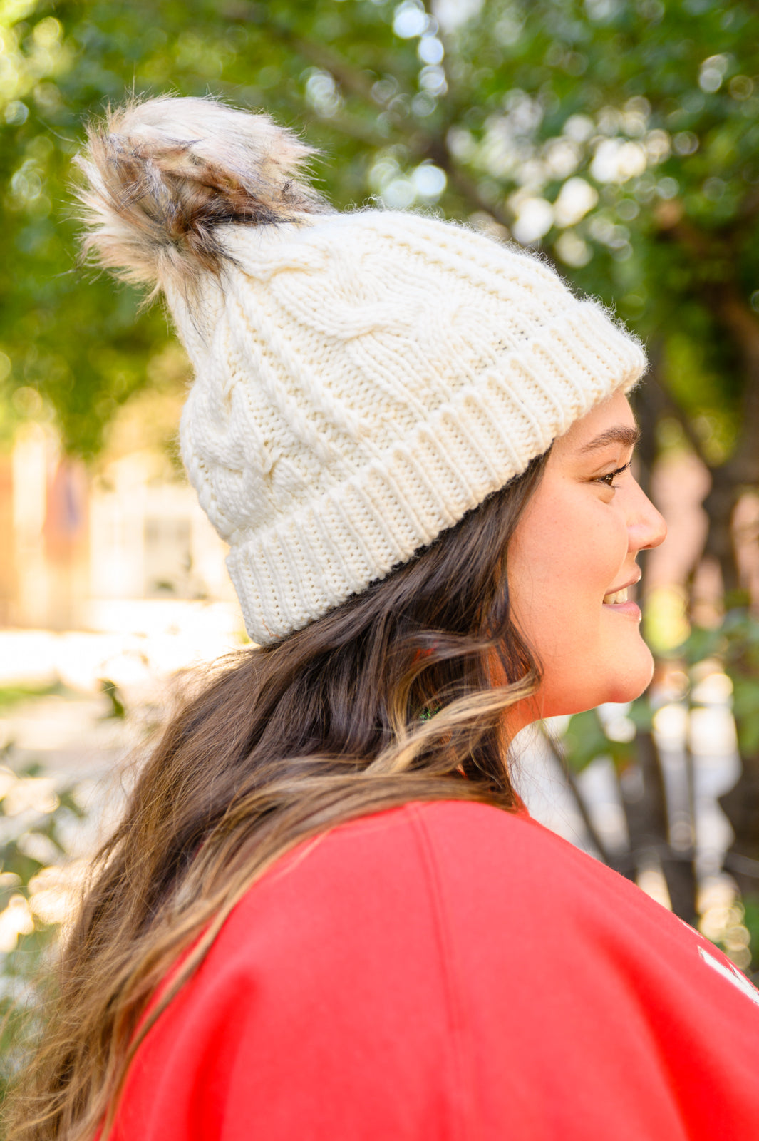 Cable Knit Cuffed Beanie In Ivory - FamFancy Boutique