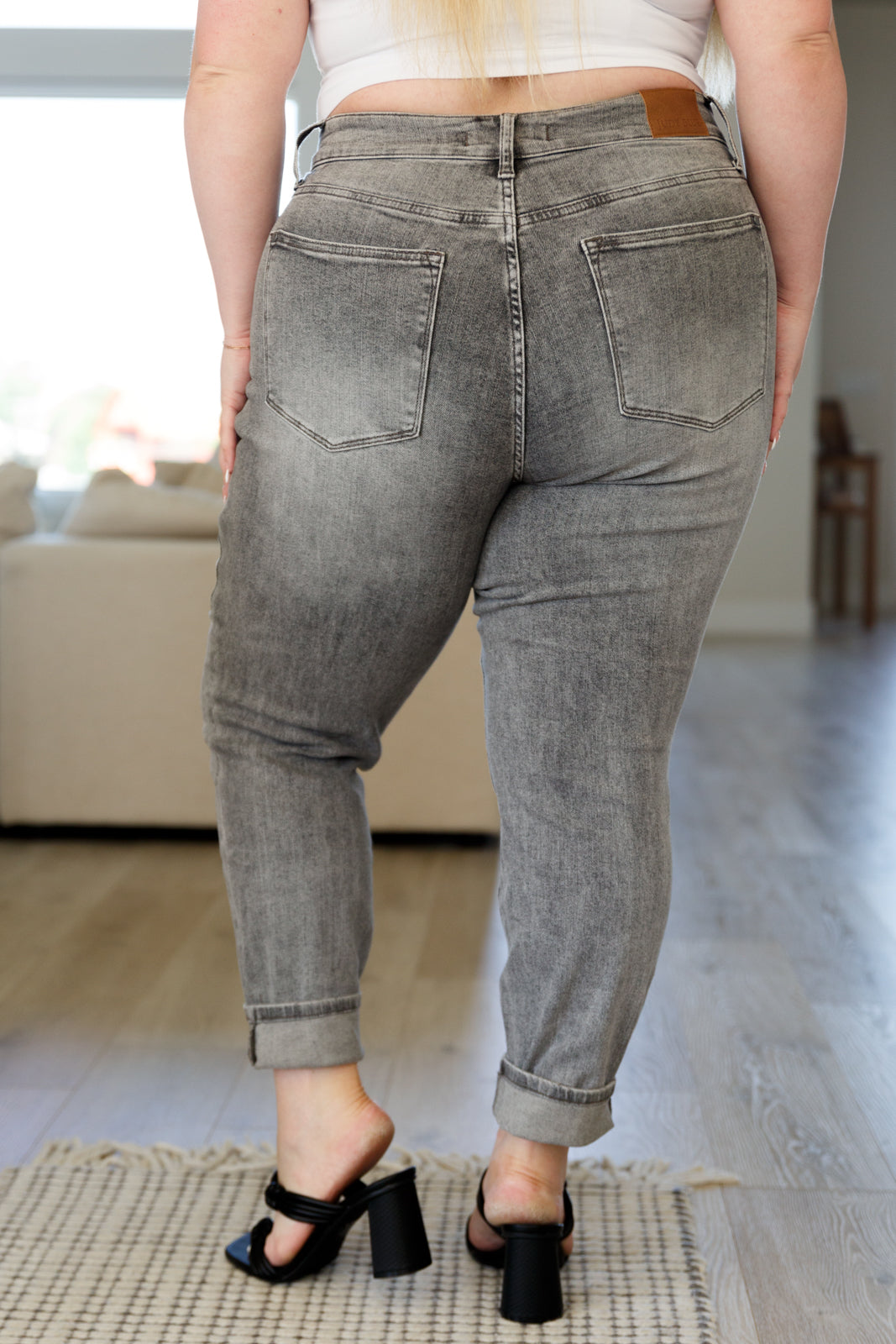 Charlotte High Rise Stone Wash Slim Jeans in Gray - FamFancy Boutique