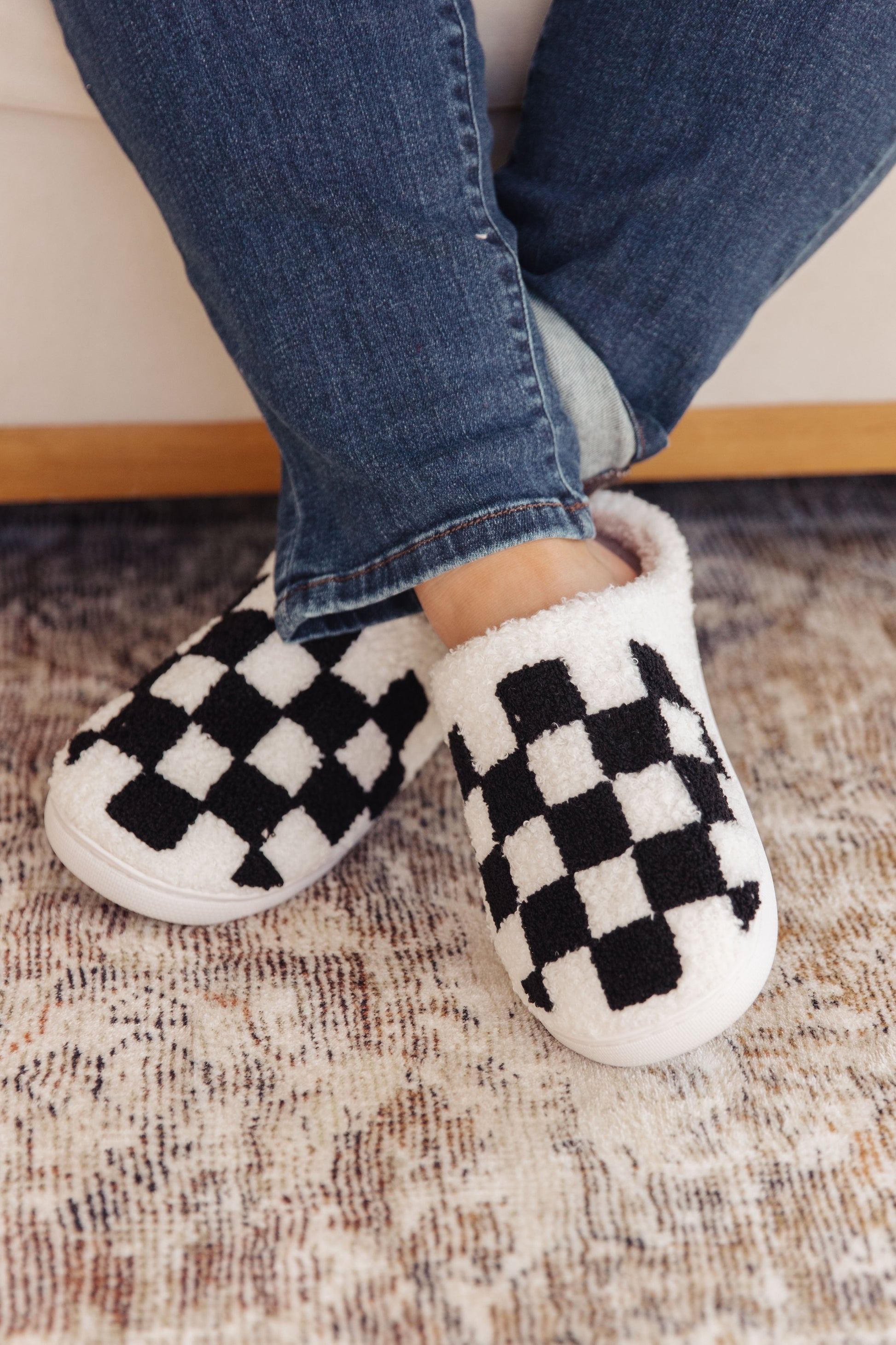 Checked Out Slippers in Black - FamFancy Boutique