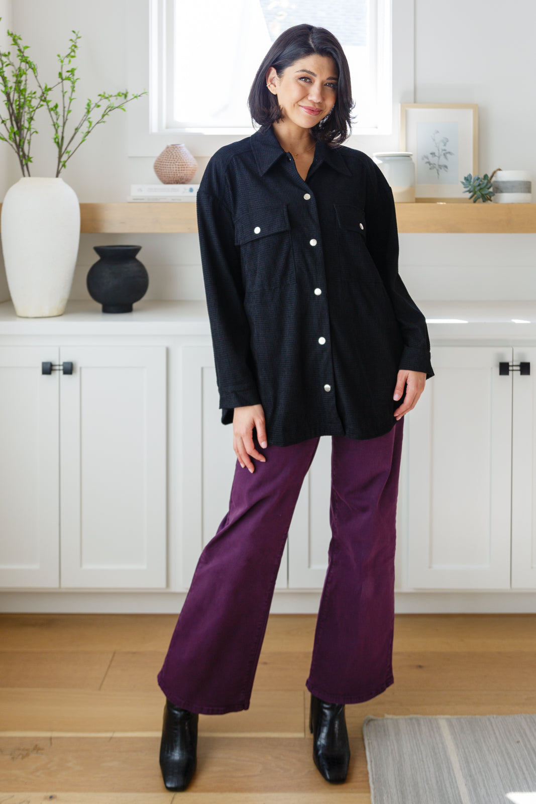 Petunia High Rise Wide Leg Jeans in Plum - FamFancy Boutique